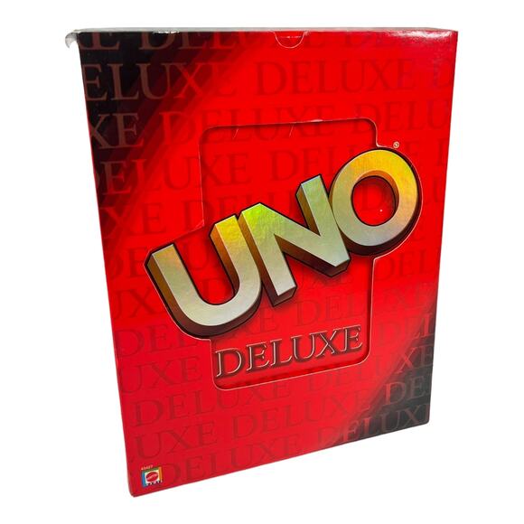 NEW Boxed UNO Deluxe Card Game Mattel 2001 Cards Scorepad Pencil & Instructions - Picture 2 of 3